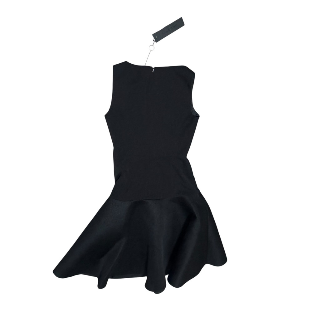 Black Halo NWT Black Mixed Media Mesh Hem Cocktail Sz‎ 4 LBD Formal Chic Evening - Picture 11 of 13